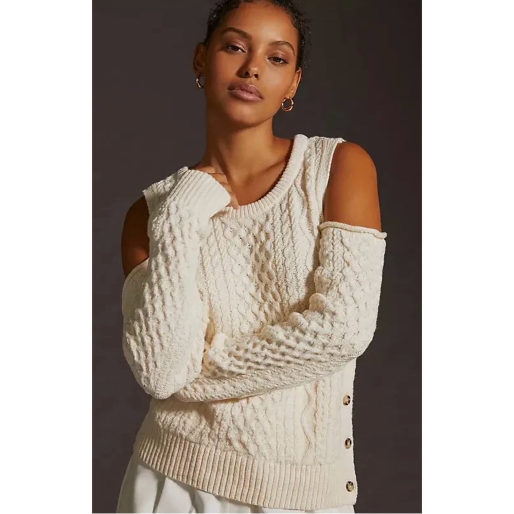 Anthropologie Pilcro Ivory Fisherman’s Sweater
